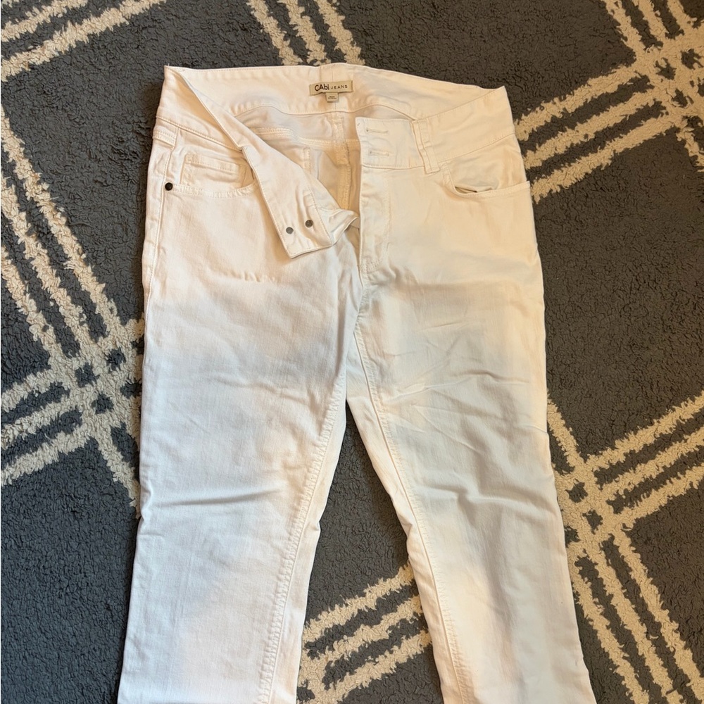 CAbi Women's Cream Straight Leg Jeans